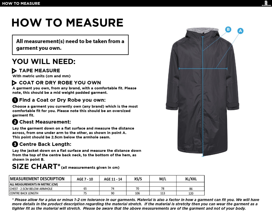Essex CCC 50 - Active Thermal Fleece Robe - Unisex Fit - Size Guide