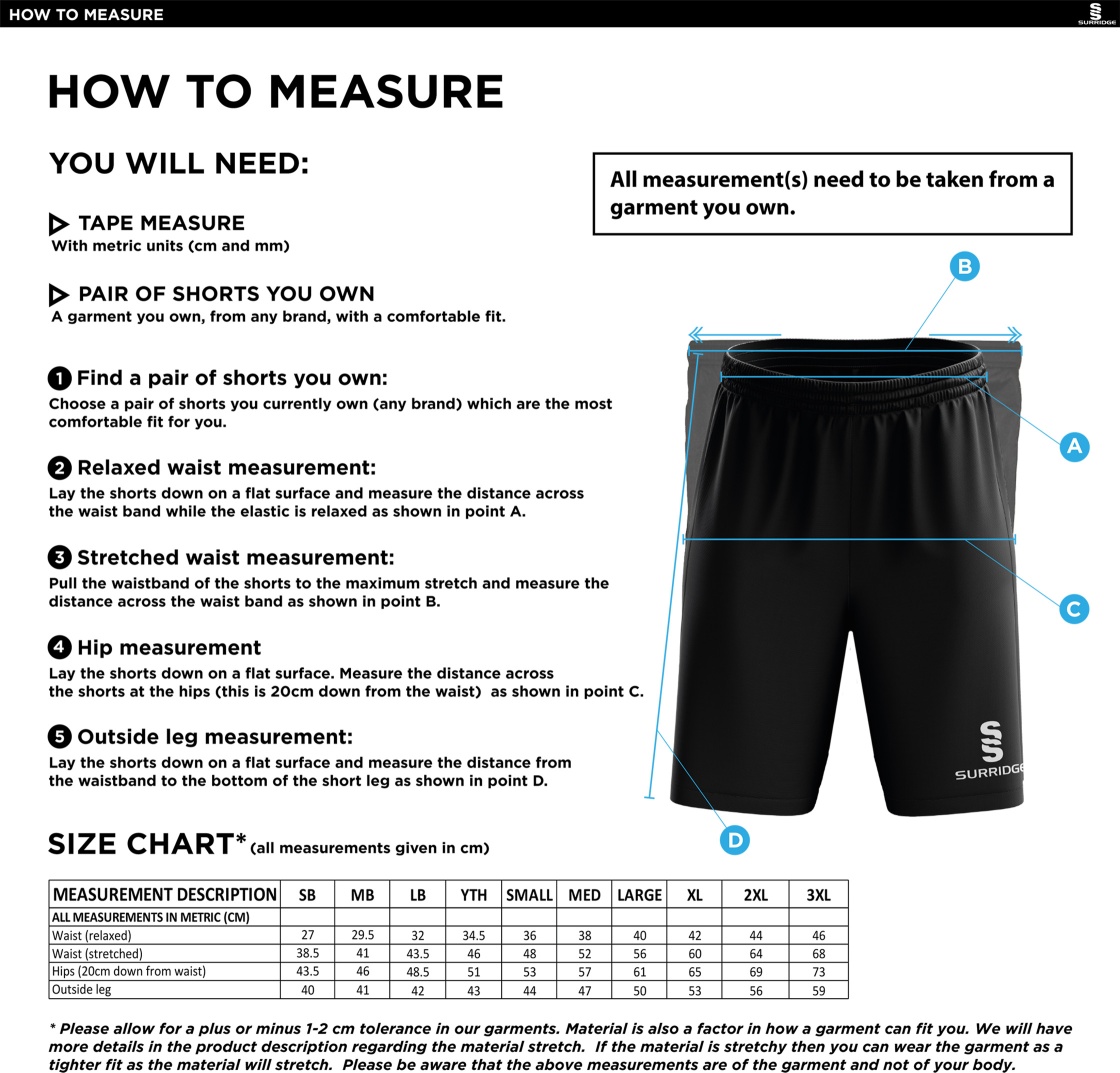 Essex CCC Seniors - Blade Shorts : Navy - Size Guide