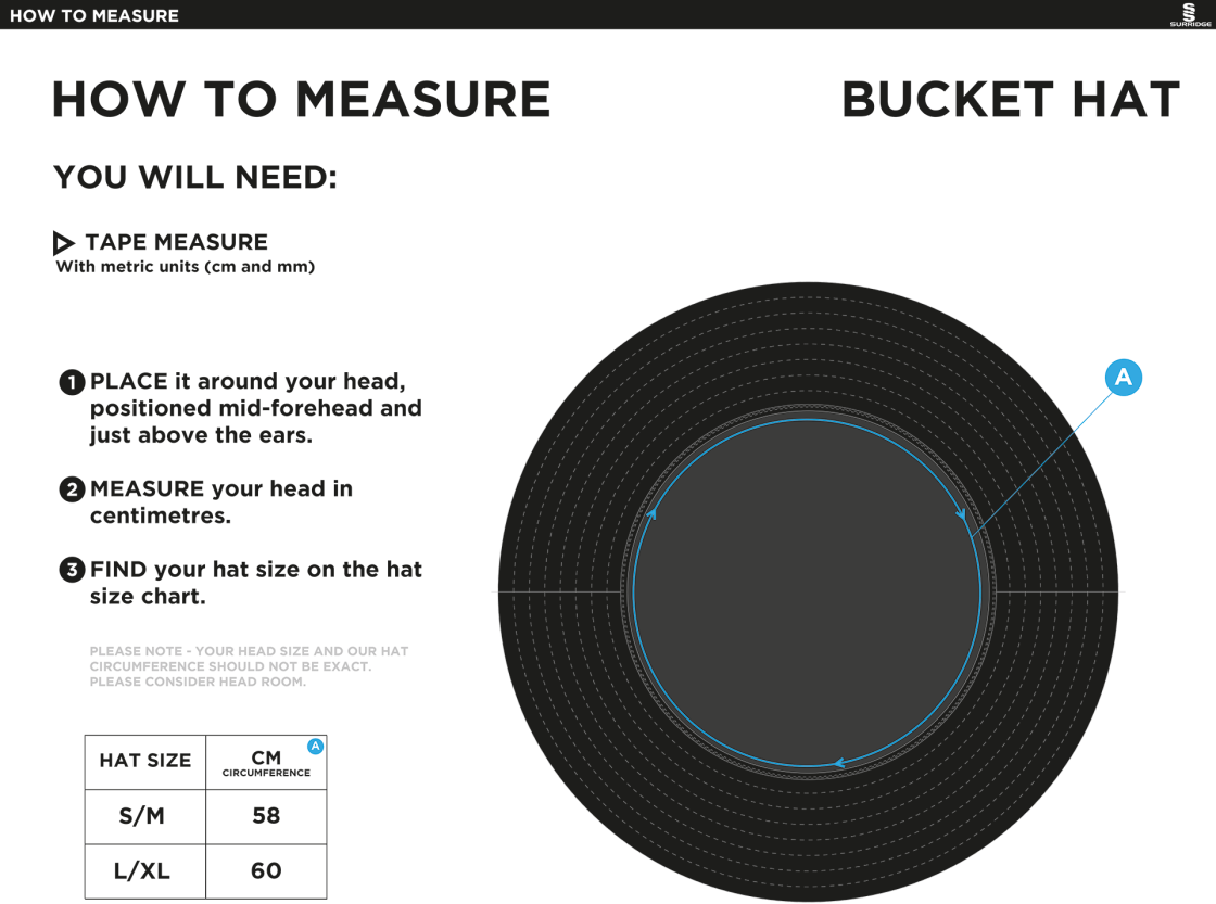 Essex CCC 50 - Dual Bucket Hat - Navy - Size Guide